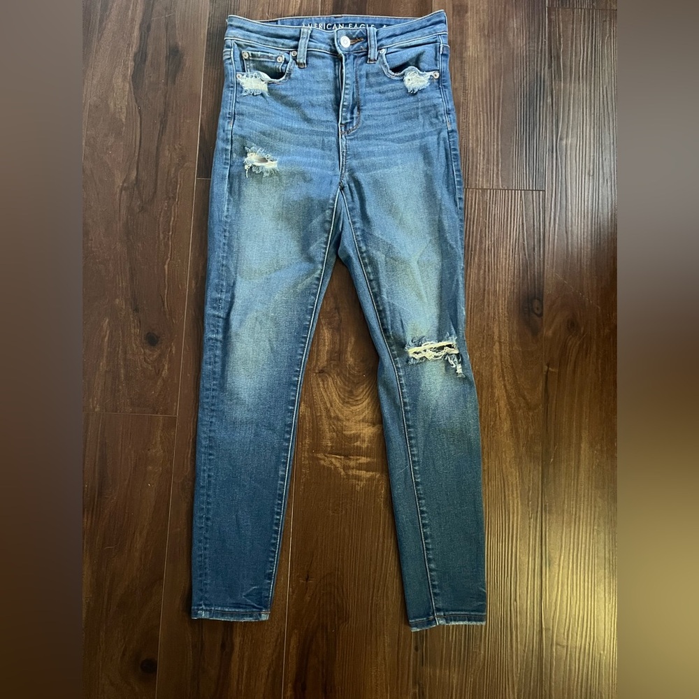 American Eagle Outfitters Ripped Blue Skinny Jeans